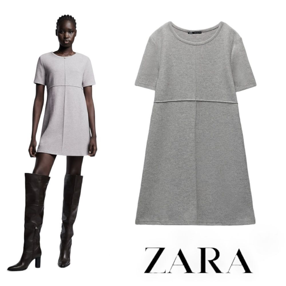 ZARA | Gray | BASIC SOFT DRESS - Picture 1 of 9